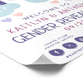 Schattige Little Rainbow Gender Reveal Party Welko Poster (Hoek)