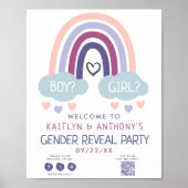 Schattige Little Rainbow Gender Reveal Party Welko Poster (Voorkant)