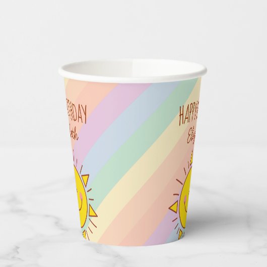 Schattige Little Rainbow Sunshine Happy Birthday P Papieren Bekers (Links)