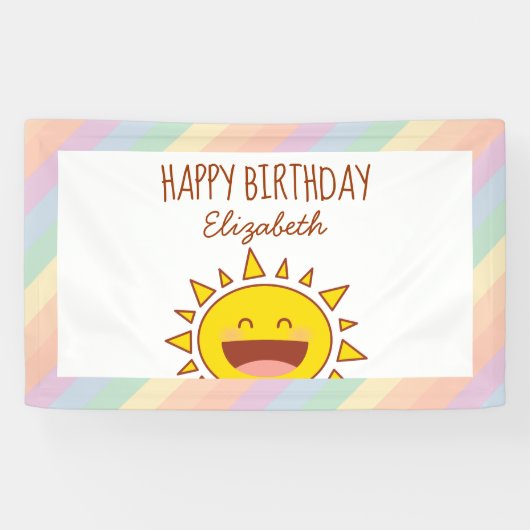 Schattige Little Rainbow Sunshine Happy Birthday P Spandoek (Horizontaal)