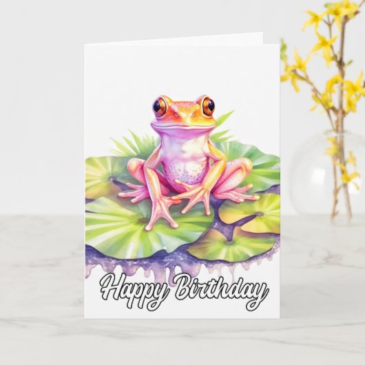 Schattige Little Resting Froggie Kaart (Gele Bloem)