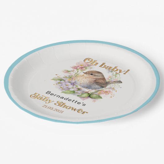 Schattige  Little Sparrow Spring Baby shower Pap Papieren Bordje (Gekanteld)