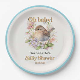 Schattige  Little Sparrow Spring Baby shower Pap Papieren Bordje