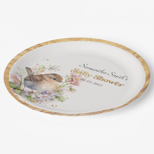 Schattige  Little Sparrow Spring Baby shower Papieren Bordje (Gekanteld)