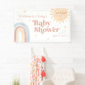 Schattige Little Sun & Rainbow Baby shower Welkom Spandoek (Insitu)