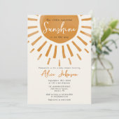 Schattige Little Sunshine Boho Foto Baby shower Kaart (Staand voorkant)