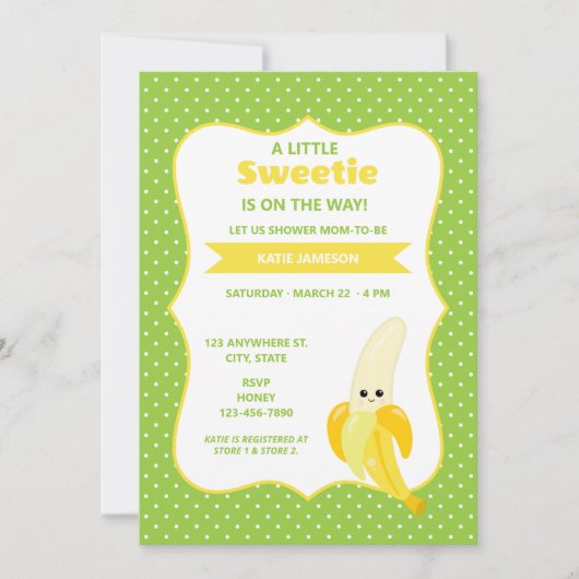 Schattige Little Sweetie Banana Baby shower Kaart (Voorkant)
