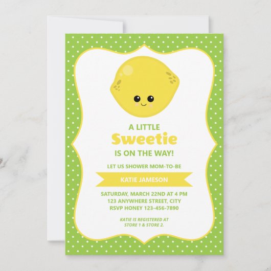 Schattige Little Sweetie Lemon Baby shower Kaart (Voorkant)