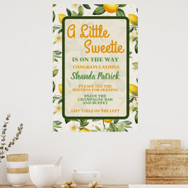 Schattige Little Sweetie Lemon Theme Baby shower Poster