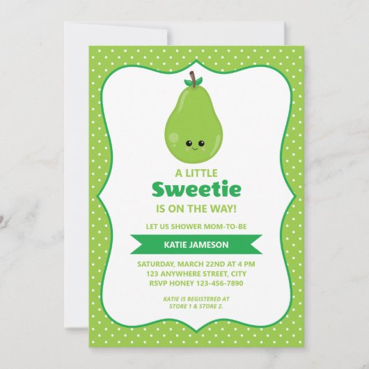 Schattige Little Sweetie Pear Baby shower Kaart (Voorkant)