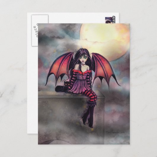 Schattige Little Vampire Fairy Art Briefkaart (Voorkant / Achterkant)