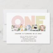 Schattige Little Wild One Safari 1e verjaardag Kaart (Voorkant)