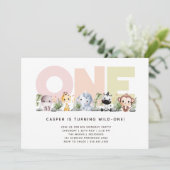 Schattige Little Wild One Safari 1e verjaardag Kaart (Staand voorkant)