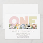 Schattige Little Wild One Safari 1e verjaardag Kaart (Voorkant / Achterkant)