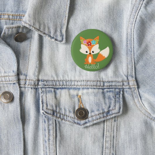 Schattige Little Woodland Fox Ronde Button 5,7 Cm (In situ)
