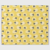 Schattige Little Woolly Sheep wit bruin op geel Cadeaupapier (Vlak)