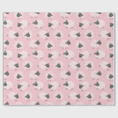 Schattige Little Wooly Sheep wit bruin op roze Cadeaupapier (Vlak)