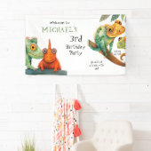 Schattige Lizard Boy Verjaardagsfeestje Welkom Spandoek (Insitu)