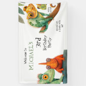 Schattige Lizard Boy Verjaardagsfeestje Welkom Spandoek (Verticaal)