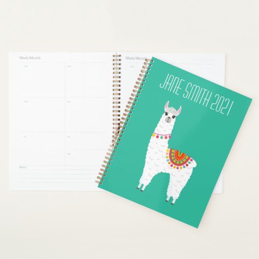 Schattige Llama alpaca blauw kleurrijk Planner (Display)