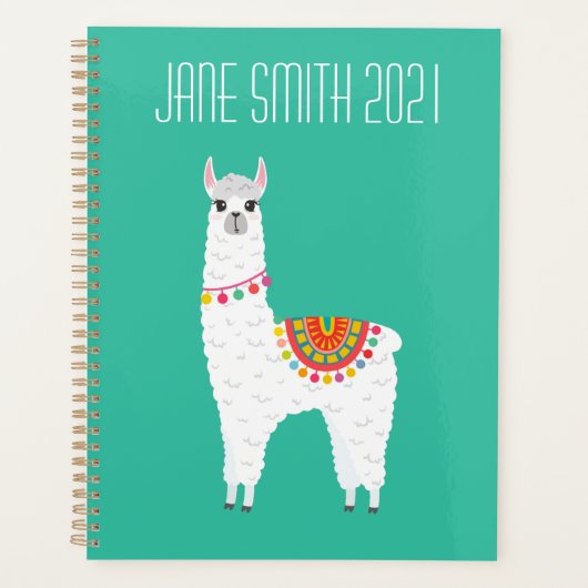 Schattige Llama alpaca blauw kleurrijk Planner (Voorkant)