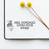 Schattige Llama Alpaca Docent's Name Loves Your Wo Zelfinktende Stempel