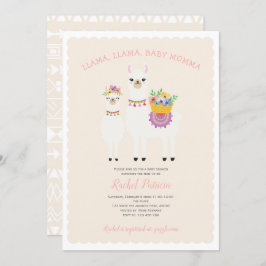 Schattige, Llama baby shower Kaart