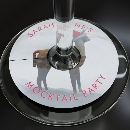 Schattige Llama Christmas Mocktail Party Wijnglas Wijnglaslabel