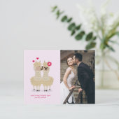 Schattige Llama Custom Photo Valentijnsdag Briefkaart (Staand voorkant)