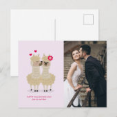 Schattige Llama Custom Photo Valentijnsdag Briefkaart (Voorkant / Achterkant)