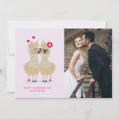 Schattige Llama Custom Photo Valentijnsdag Kaart (Voorkant)
