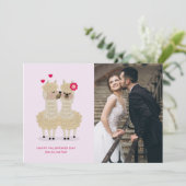 Schattige Llama Custom Photo Valentijnsdag Kaart (Staand voorkant)
