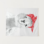 Schattige Llama die een Rode Bandana heeft Wandkleed (Voorkant (horizontaal))