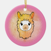 Schattige Llama Gezicht  Stijl Drawing Pink Keramisch Ornament (Voorkant)