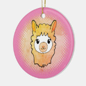 Schattige Llama Gezicht  Stijl Drawing Pink Keramisch Ornament (Links)