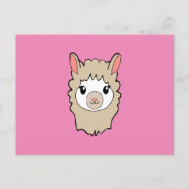 Schattige Llama Gezicht Tekening Roze Briefkaart