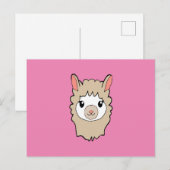 Schattige Llama Gezicht Tekening Roze Briefkaart (Voorkant / Achterkant)