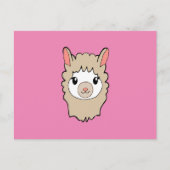 Schattige Llama Gezicht Tekening Roze Briefkaart (Voorkant)