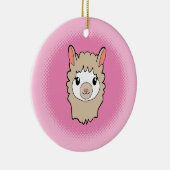 Schattige Llama Gezicht Tekening Roze Keramisch Ornament (Rechts)