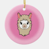 Schattige Llama Gezicht Tekening Roze Keramisch Ornament (Voorkant)