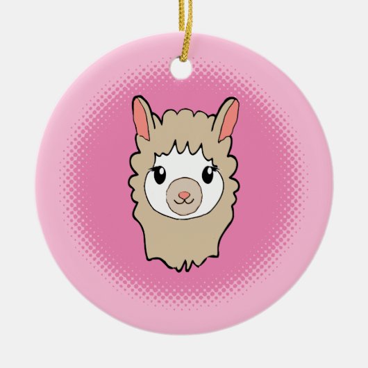 Schattige Llama Gezicht Tekening Roze Keramisch Ornament (Voorkant)