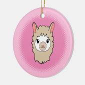 Schattige Llama Gezicht Tekening Roze Keramisch Ornament (Links)