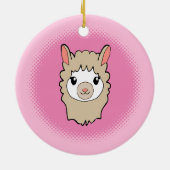 Schattige Llama Gezicht Tekening Roze Keramisch Ornament (Achterkant)