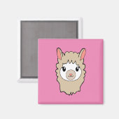 Schattige Llama Gezicht Tekening Roze Magneet (Voorkant / Achterkant)