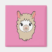 Schattige Llama Gezicht Tekening Roze Magneet (Voorkant)