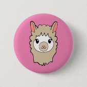 Schattige Llama Gezicht Tekening Roze Ronde Button 5,7 Cm (Voorkant)