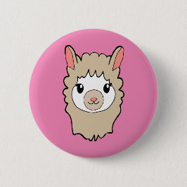 Schattige Llama Gezicht Tekening Roze Ronde Button 5,7 Cm