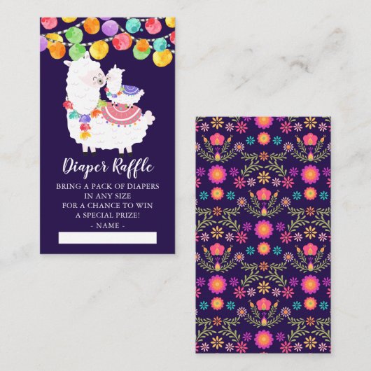 Schattige Llama Mama Baby shower Luier Raffle Tick Informatiekaartje (Voorkant / Achterkant)