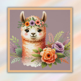 Schattige Llama met bloesems voor kinderen | Perfect Poster