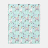 Schattige Llama Pattern op Groen Fleece Deken (Voorkant)